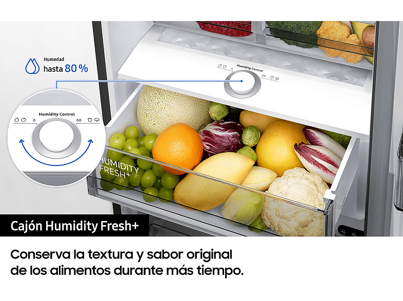 Frigorífico combi - Samsung BESPOKE RB38A7B6AS9, 387 l, No Frost, 203 cm, Twin Cooling Plus™, SpaceMax™, Inox