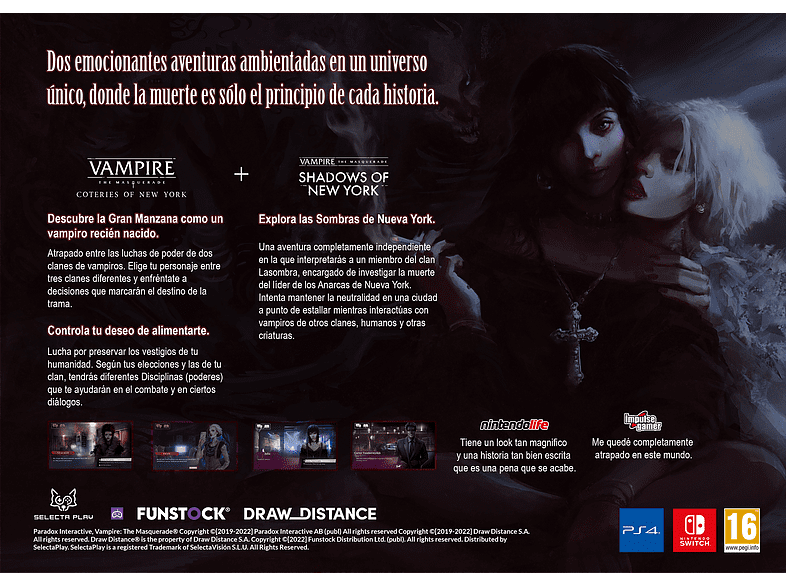 PS4 Nintendo Switch Vampire The Masquerade: Coteries of New York + Shadows Of New York (Ed. Collector)