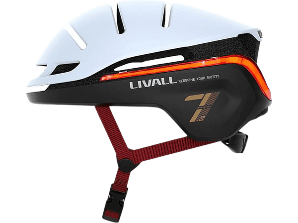 Casco - Livall EVO21, L (57 - 61 cm), Control remoto, Iluminación 360º, Alarma SOS, Batería 500 mAh, Blanco