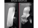 Plancha de pelo - Rowenta x Karl Lagerfeld Optiliss SF321LF0, Revestimiento Keratin & Glow, 10 temperaturas, Hasta 230 °C, Negro y rojo
