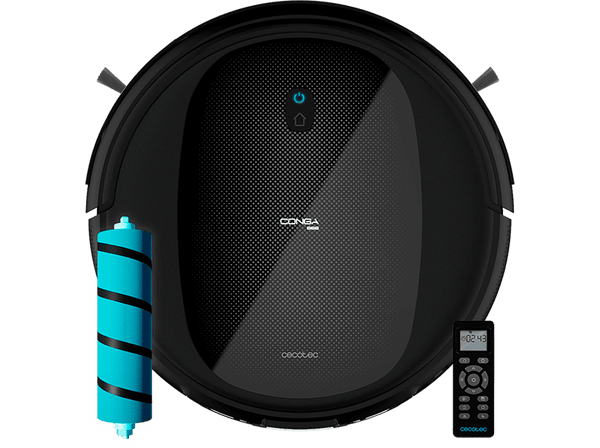 Robot aspirador - Cecotec Conga 999 Titanium, 1400 Pa con 3 niveles de potencia y de fregado, 4 l, 120 min, 64 dba, Negro