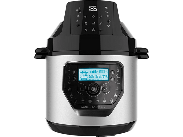 Robot de cocina - Cecotec Olla GM Modelo H Deluxe FRY, Multifunción, 1530 W, 6 L, Programable, Freidora de Aire, Báscula integrada, Negro y Plateado