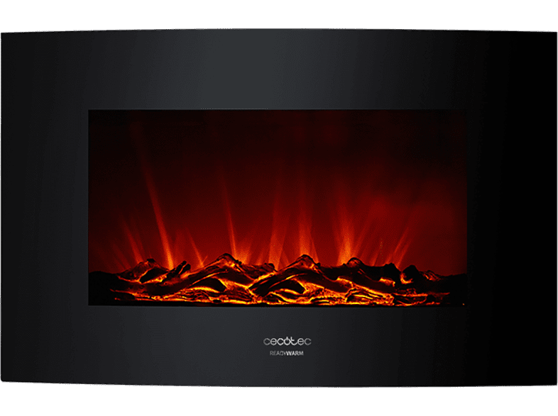 Chimenea - Cecotec Ready Warm 3500 Curved Flames, 35, 2000W, 30m², 2 modos, Control remoto, Negro