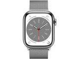Apple Watch S8 (2022), GPS+CELL, 41 mm,  Caja de acero inoxidable, Vidrio delantero Ion-X, Correa Milanese loop plata