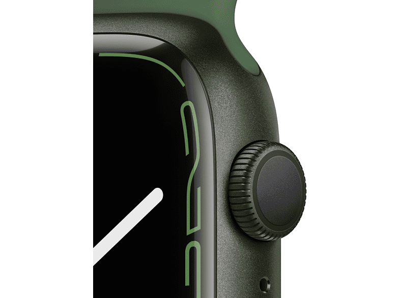 Apple Watch Series 7, GPS, 45 mm, Caja de aluminio Verde, Correa deportiva color Verde trébol
