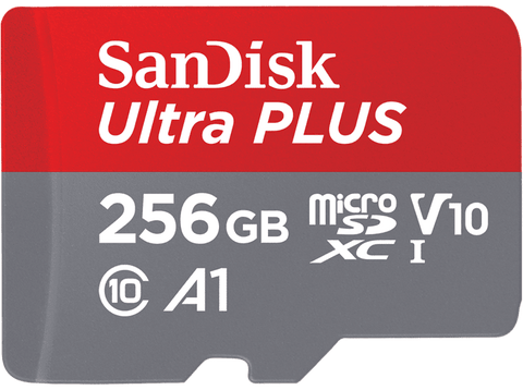 Tarjeta Micro SDXC - SanDisk Ultra PLUS, 256 GB, 160 MB/s, UHS-I, V10, A1, C10, Adaptador SD, Multicolor