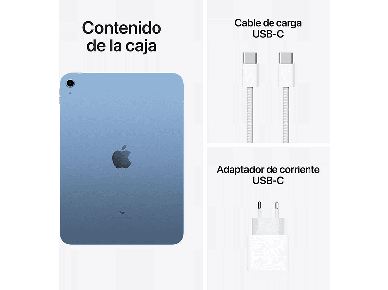 Apple iPad (2022 10ª gen), 64 GB, Azul, WiFi, 10.9, Retina, Chip A14 Bionic, iPadOS 16