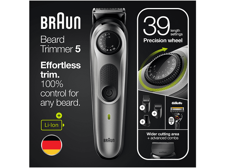 Recortadora - Braun 5 BT5360, De barba para hombre, Negro