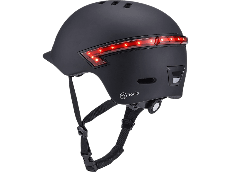 Casco - Youin LED, Talla M, LED intermitente, Mando a distancia, USB, Negro