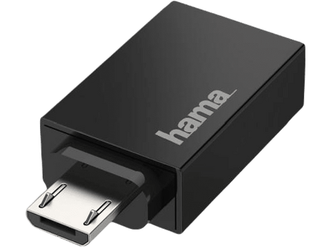 Adaptador USB - Hama 00200307, OTG, Micro-USB Plug, USB Socket, USB 2.0, 480 Mbit/s, Negro