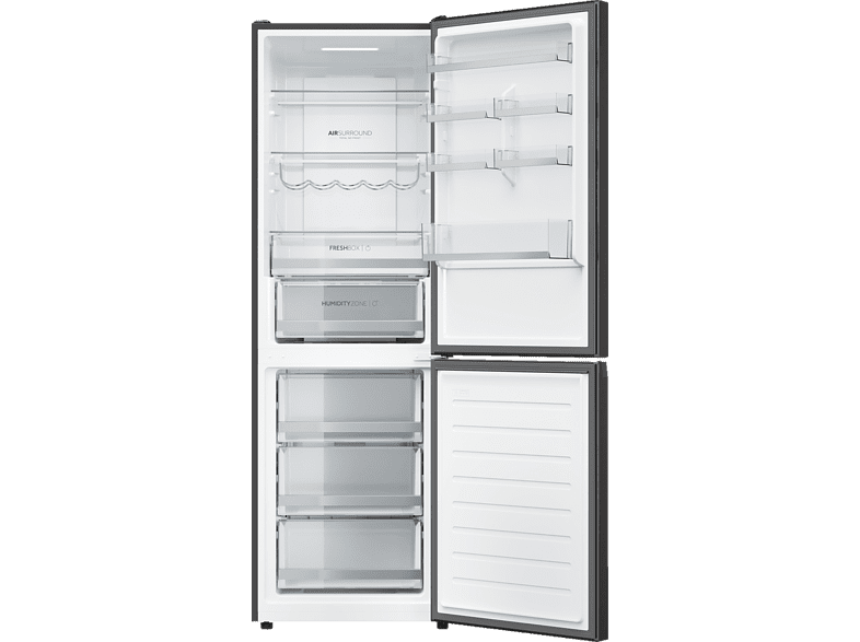 Frigorífico combi - Haier 2D HDW3620DNPD, 377L, Total No Frost, 200cm, Motor Inverter, Wi-Fi, Botellero, Dark Inox