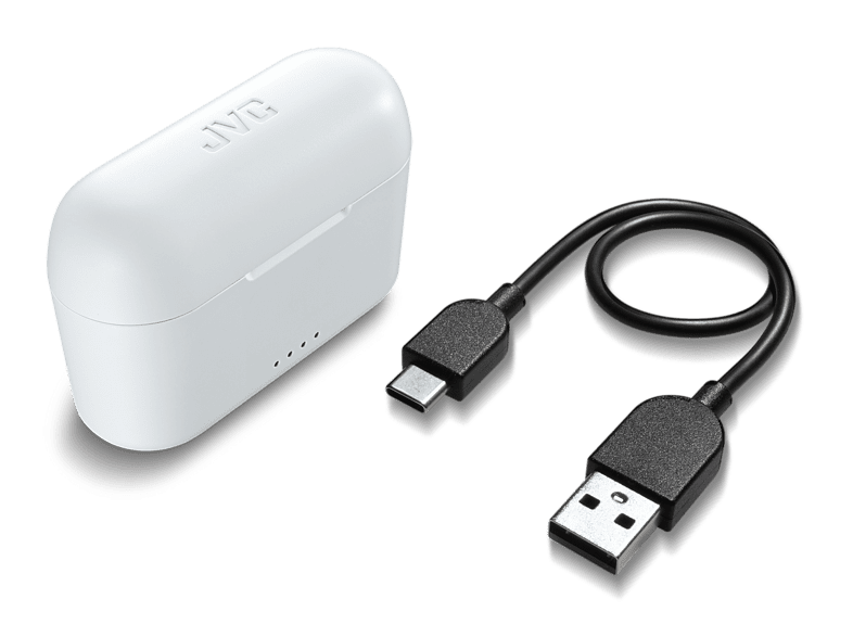 Auriculares True Wireless - JVC HA-A3T-W-U, De botón, BT 5.1, IPX4, Hasta 22 horas, Blanco + Estuche de carga