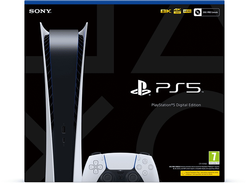 Consola - Sony PS5 Digital Edition C Chassis, 825 GB, 4K, Blanco y Negro