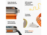 Apple Watch Ultra (2022), GPS + Cellular, 49 mm, Caja de titanio, Cristal de zafiro, Correa Loop Alpine en Talla M de color Naranja