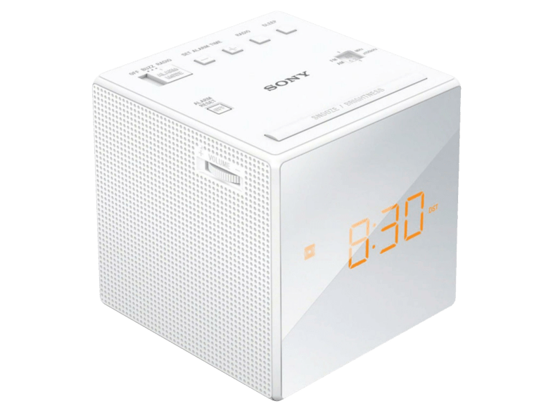 Despertador - Sony ICF-C1W, Blanco, 1 alarma, Radio AM/FM