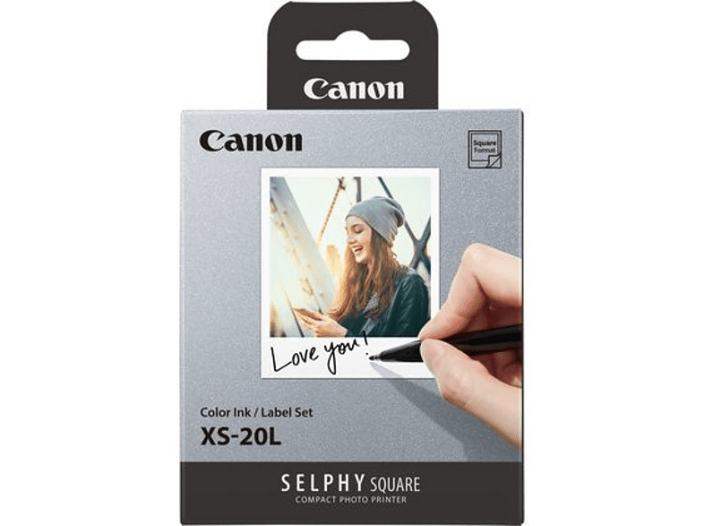 Papel fotográfico - Canon XS-20L, Para Canon Canon Selphy Square QX-10, 20 impresiones, Blanco