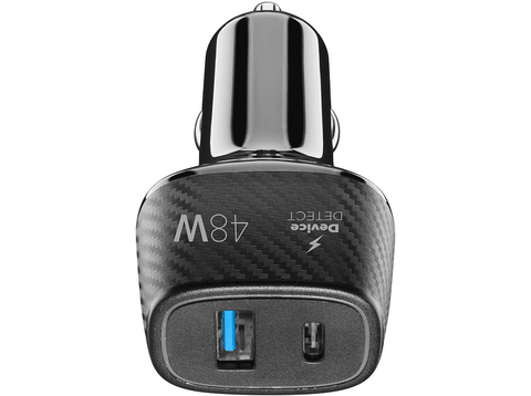 Cargador coche - Cellular Line CBRUSB2PD48WK, 2 Puertos USB, Negro