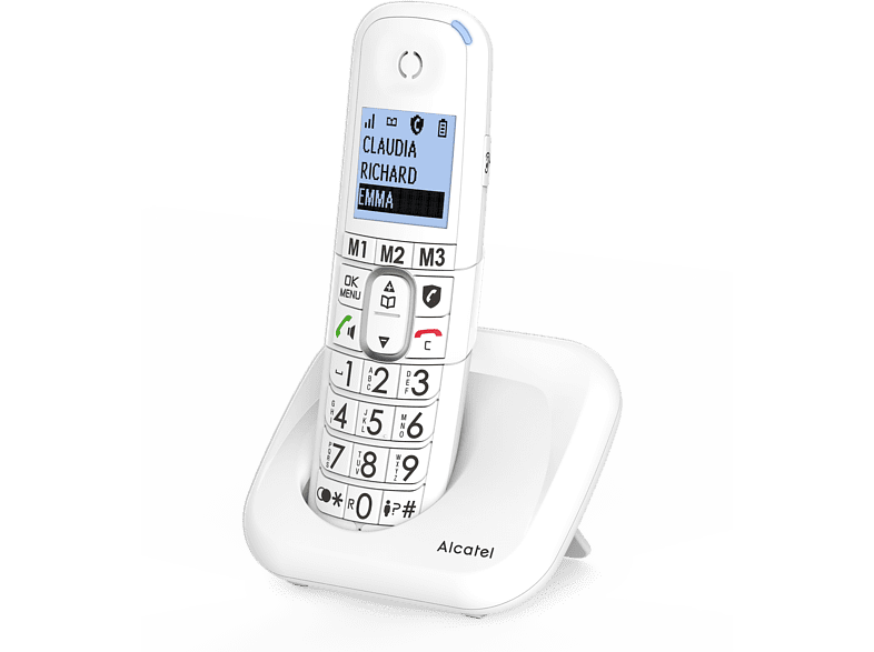 Teléfono - Alcatel XL785 Single, Inalámbrico, Contestador, Bloqueo de llamadas, Agenda 100 contactos, Manos libres, Audio-Boost, Blanco