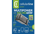 Cargador - Cellular Line ACHUSBGAN3PD65WK, USB - C, Universal, Negro
