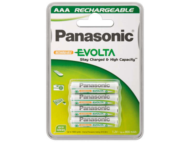 Wentronic AAA 800mAh NiMH 4-BL EVOLTA Panasonic Níquel metal hidruro 800mAh 1.2V batería recargable