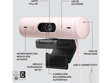 Webcam - Logitech Brio 500, Full HD 1080p, Enfoque automático, Micrófono con reducción de ruido, Rosa