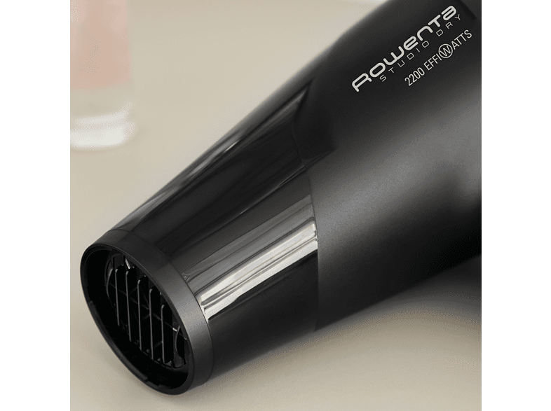 Secador -  Rowenta Studio Dry CV5803F0, 2100 W, Motor DC, 2 velocidades, 3 temperaturas, Función Thermo Control, Negro y fucsia