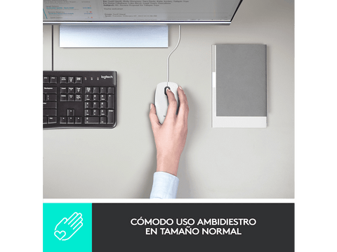 Ratón - Logitech M100, Cable USB, 3 Botones, 1000 DPI, Ambidiestro, PC, Mac, Portátil - Blanco