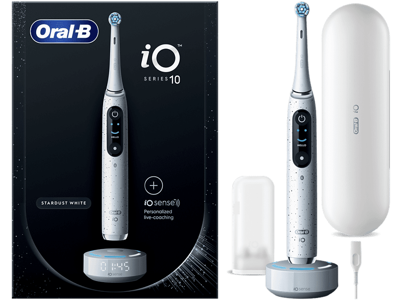 Cepillo eléctrico - Oral-B iO 10, Con 1 Cabezal Y 1 Estuche De Viaje De Carga, Diseñado Por Braun, Blanco