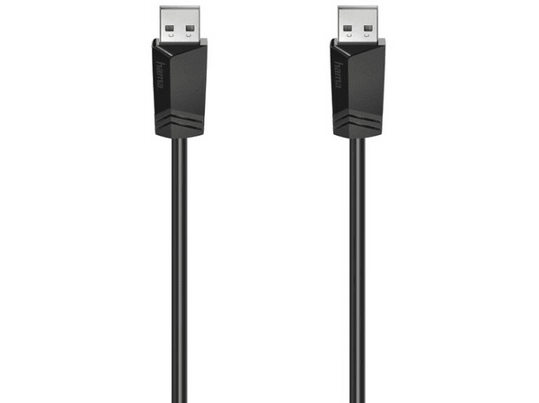 Cable USB - Hama 00200601, 1.5 m, De USB-A a USB-A, USB 2.0, 480 MBit/s, Doble protección, Negro