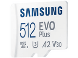 Tarjeta Micro SDXC - Samsung Evo Plus MB-MC512KA/EU, 512 GB, Clase 10, V30, UHS-I, Lectura 130 MB/s, Blanco