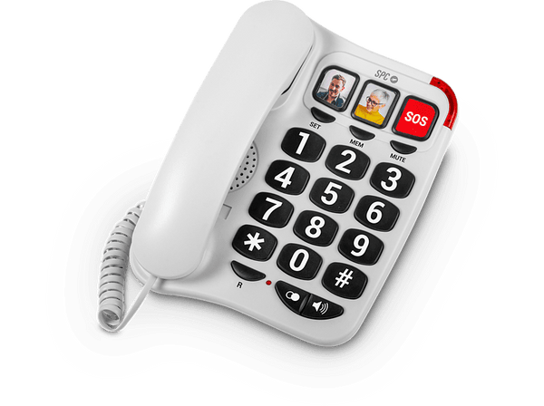 Teléfono - SPC Comfort Numbers 2, Fijo, Análogo, Para Mayores, Teclas grandes, Para audífonos, Blanco
