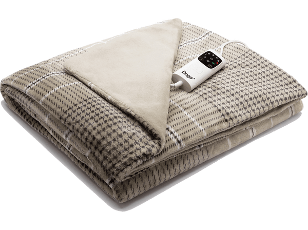 Manta eléctrica - Daga Relax Suave XL, 150 W, 6 Niveles temperatura, Tartan beige
