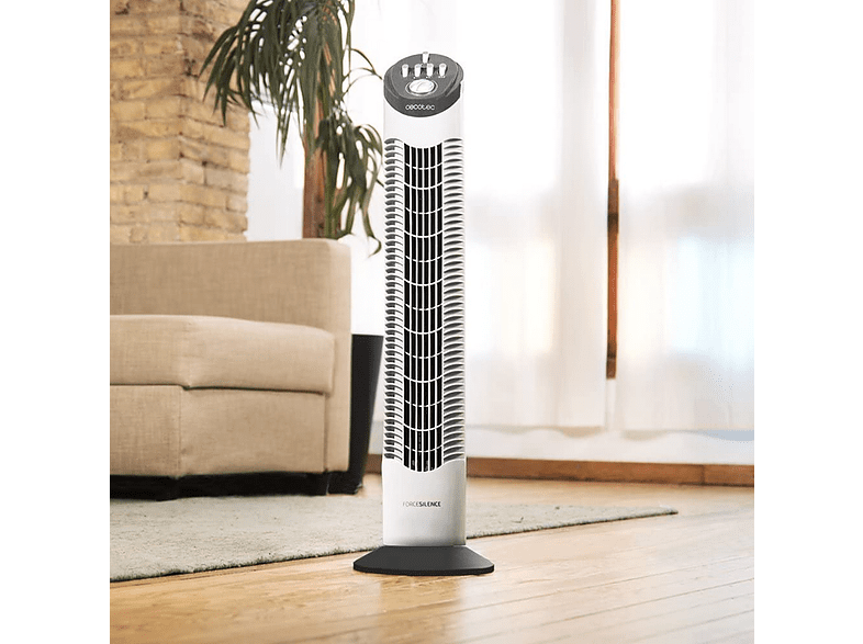 Ventilador de torre - Cecotec EnergySilence 790 Skyline, 50W, 3 velocidades, Temporizador, Oscilante, Gris