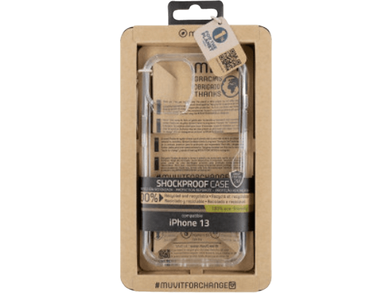 Funda - Muvit MCSPS0007, Para Apple iPhone 13, Trasera, Eco, Transparente