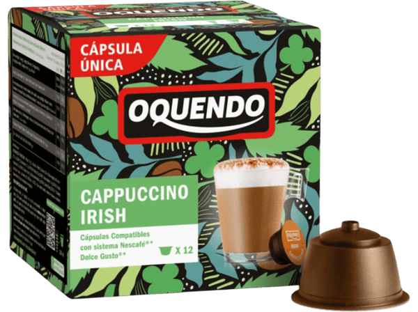 Cápsulas monodosis - Oquendo Cappuccino Irish, 12 Cápsulas, Con sabor a Irish Cream