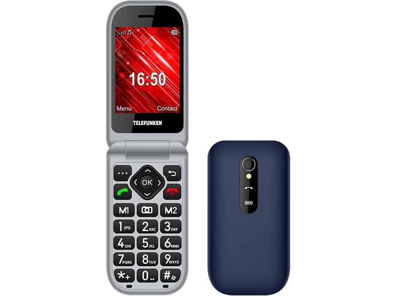 Móvil - Telefunken S450, Para mayores, 2.8, 32 MB, Teclas grandes, Botón SOS, Bluetooth, Negro