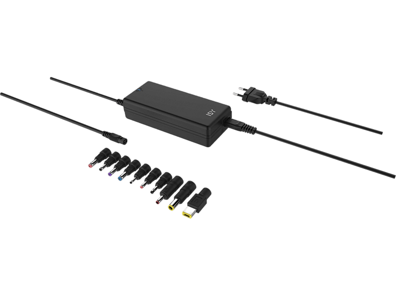 Cargador - ISY IAC-2103, Para portátiles, 10 adaptadores, Negro
