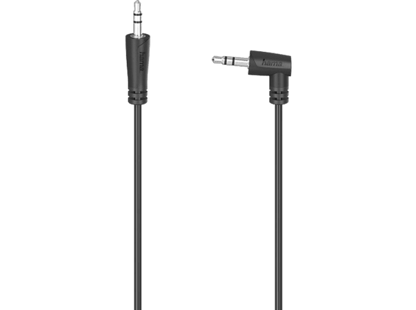 Cable audio - Hama 00205285, Jack 3.5 mm 90º, 0.5 m, Negro