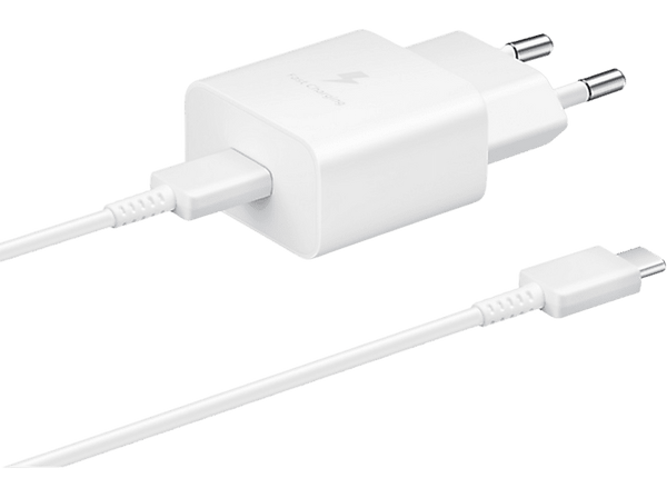 Cargador - Samsung EP-T1510XWEGEU, Cable USB-C, 1 m, 15W, Carga rápida, Blanco