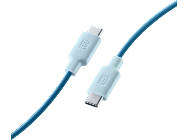 Cable USB - CellularLine  Stylecolor, Conector USB - C to USB-C, 1 m, Azul