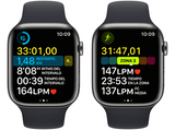 Apple Watch S8 (2022), GPS+CELL, 45 mm,  Caja de acero inoxidable, Vidrio delantero Ion-X, Correa deportiva graphito