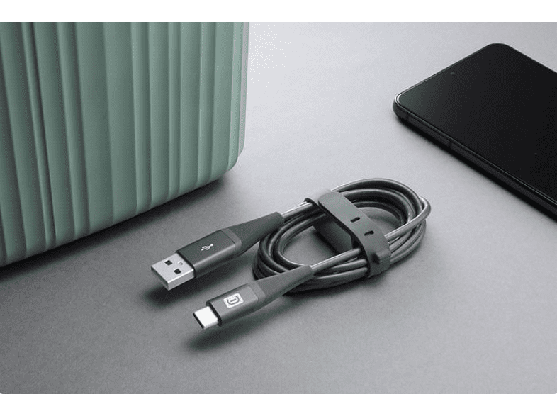 Cable USB - CellularLine Belt, 1'2 m, Negro