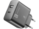 Cargador - Cellular line ACHSMUSB2PD25WK, Universal, 25 W, USB-C, Protección sobrecarga, Negro