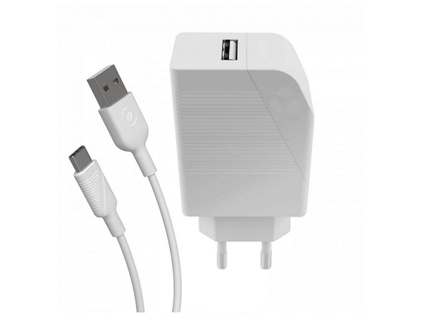 Cargador - Muvit MCPAK0002, USB-A, USB-C, Carga rápida, 12W, 3A, Blanco