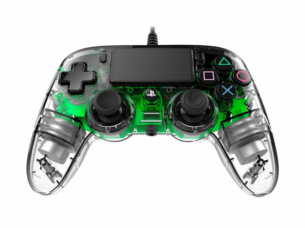Mando - Nacon, PS4, Compact, Con cable, LED, Verde transparente
