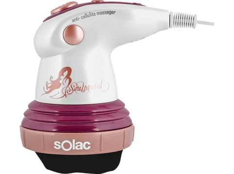 Masajeador - Solac ME7712 Sculptural, Anticelulítico, 5 Cabezales,nuevo cabezal exfoliante Dry, Blanco
