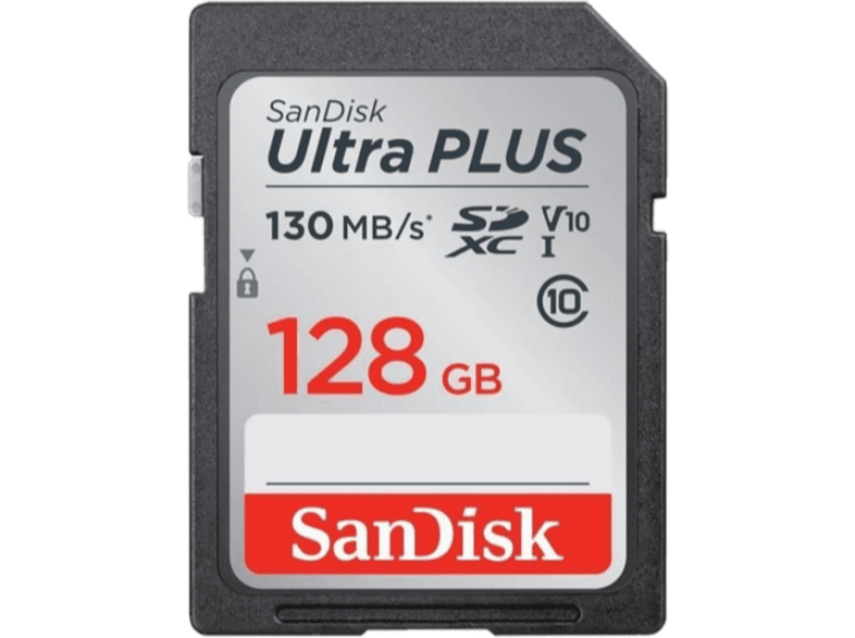Tarjeta SDXC - WD SanDisk Ultra Plus, 128 GB, UHS Clase 1, Gris
