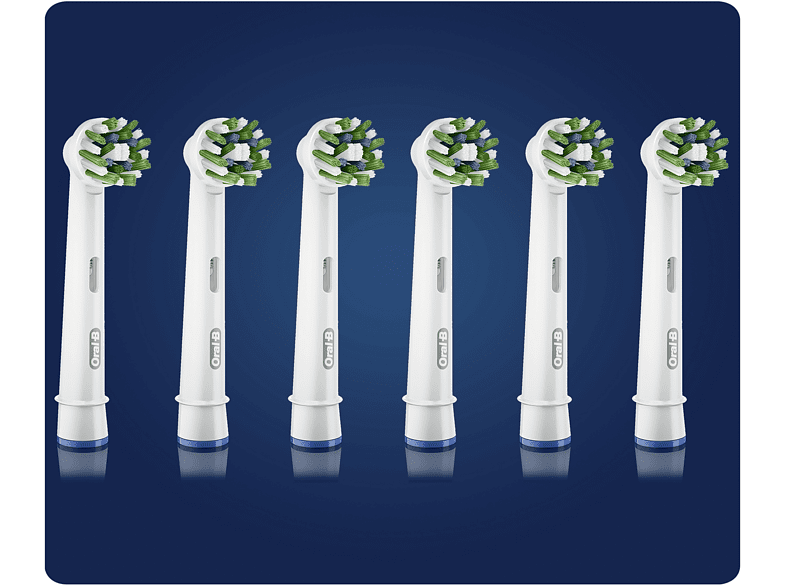 Recambio para cepillo dental - Oral-B CrossAction, Pack de 6, Con Tecnología CleanMaximiser, Blanco