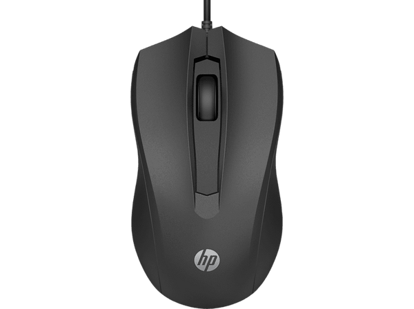 Ratón - HP 100, 6VY96AA, Por cable, Negro
