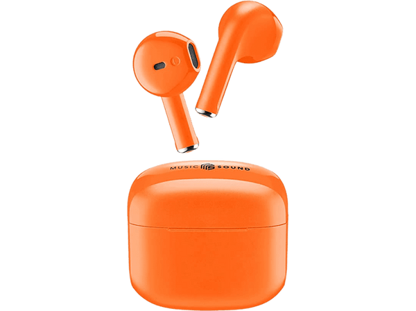 Auriculares True Wireless - Music Sound BTMSTWSSWAGUO, De cápsula, Bluetooth,  Autonomía de hasta 20 h, Naranja